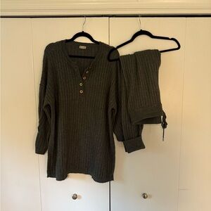 Free People charcoal matching sweater set